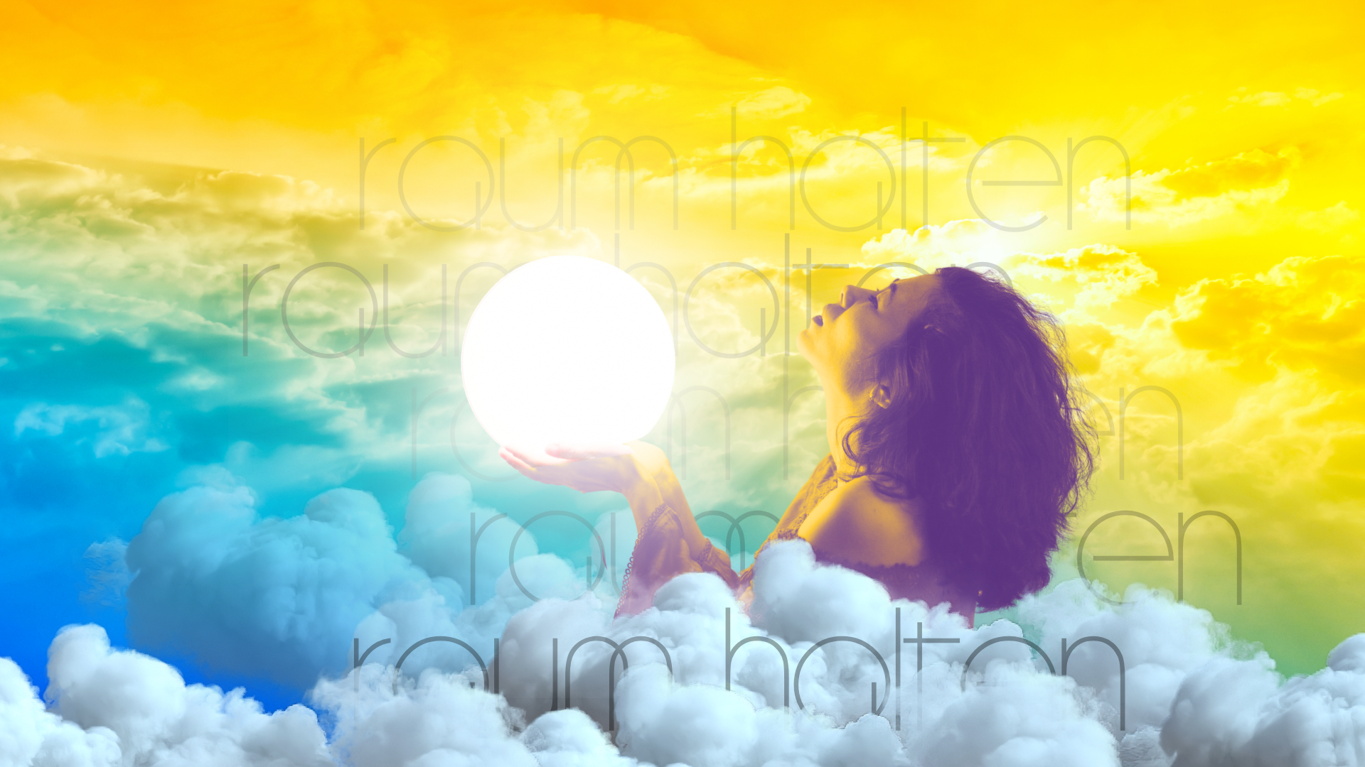 Frau hält einen glühende Kugel